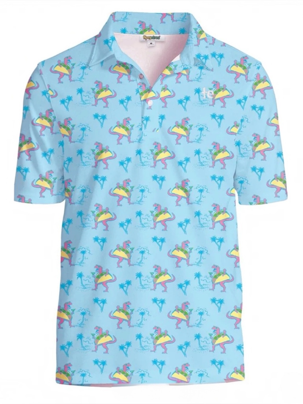 Tipsy Elves Men's Tacosaurus Performance Athletic Fit Golf Polo XL